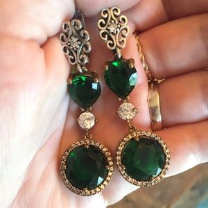 Vintage Sterling Silver Raw Diamond and CZ Emerald